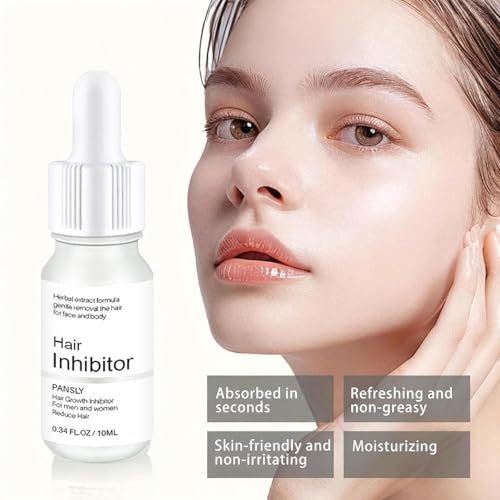 Mild Hair Growth Inhibitor for Face, Get Rid of Chin Hair, Hair Removal Serum for Arm, Legs, All Body, Unscented, Lotion, Natural Plant Extract, Unisex, 10ml / 0.34 Fl Oz