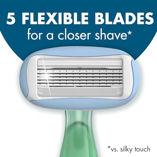 BIC Soleil 5 Escape Scented Women's Disposable Razors, 5 Blades, Comfortable Shave, Jasmine & Eucalyptus Scented Handle Shaving Razors for Women, 4 Count