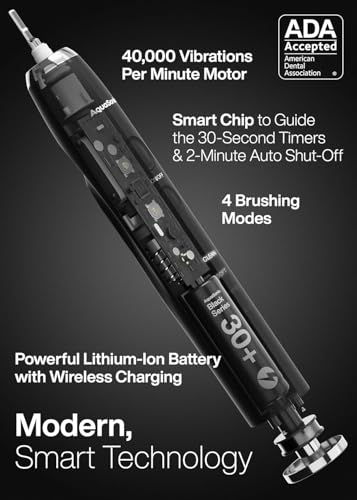Aquasonic Black Series Electric Toothbrush with 8 Brush Heads