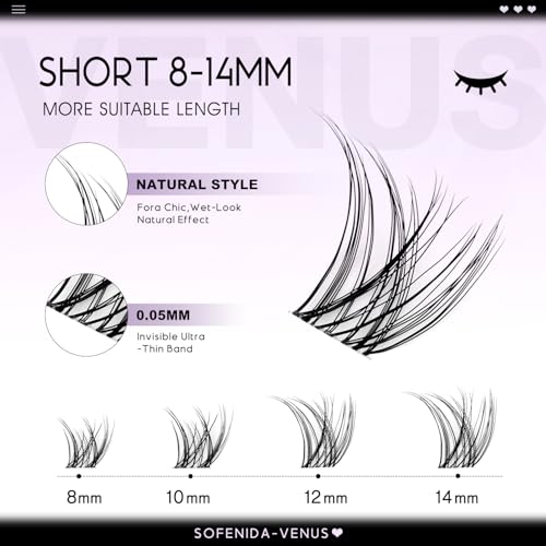 Velure Venus Cluster Lashes 8-14mm Natural Wispy Eyelash Extensions