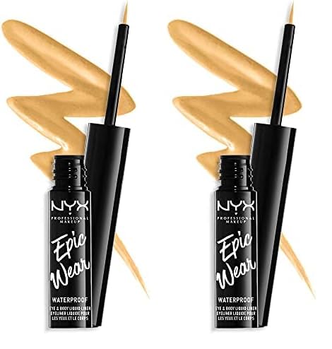 NYX PROFESSIONAL MAKEUP Epic Wear Liquid Liner, Long-Lasting Waterproof Eyeliner - Yellow (Pack of 2)