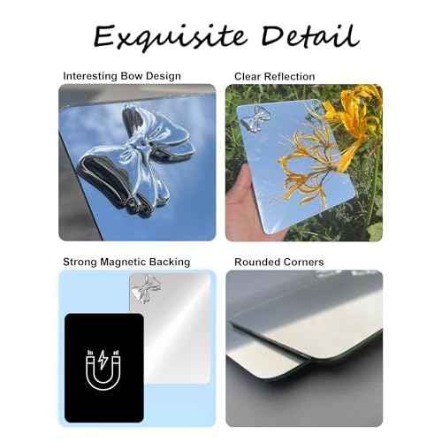 Magnetic Locker Mirror 6"x7" Real Glass Frameless Mirror with Magnetic Backing for School Locker, Bow School Makeup Mirrors for Girls Bathroom Refrigerator Dorm Gym Office Cabinet Home