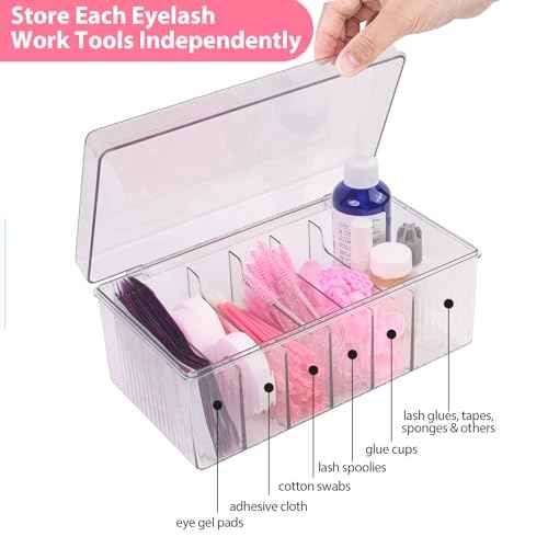 Lash Cart Organizer For Lash Techs,Acrylic Lashes Extension Organizers and Storage for Do Your Own Lashes and Brows at Home,Clear Container for False Eyelash Supplies, Separated Lashs Organizers Boxes