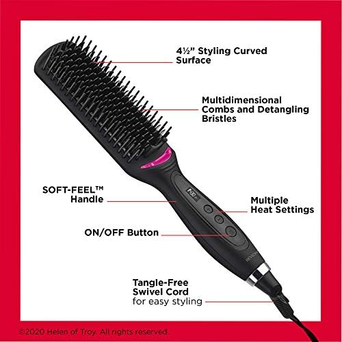 REVLON Salon One-Step Straight and Shine Heated Brush for Visibly Shinier, Smoother Hair | Hair Straightener that Revives Second Day Hair with an Ion Generator that Helps Reduce Frizz