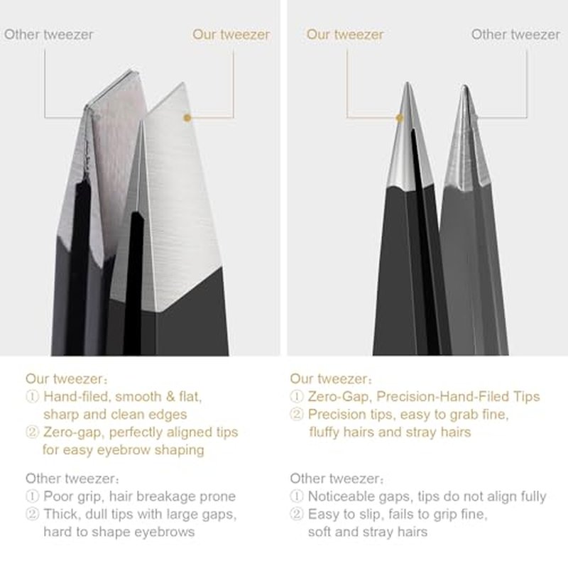 2-Piece Precision Tweezers Set – Slant & Point Tips for Eyebrows