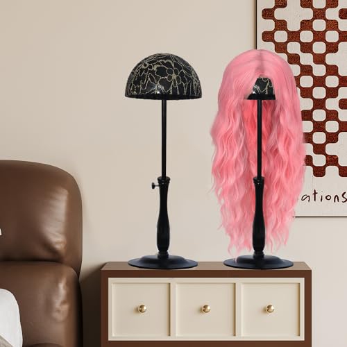 Adjustable Wig Stand with Iron Base (12.6-18.5 inch)