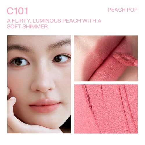 INTO YOU Airy Moisture Lipstick for Women, Long Lasting Matte Finish Lip Mud, High Pigment Color Lip Makeup, Hydrating Lightweight Mousse Texture for Women, C101 Peach Pop