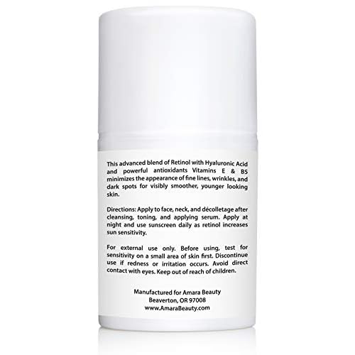 Retinol Cream for Face 2.5% with Hyaluronic Acid & Vitamins E & B5, 1.7 fl. oz. (Pack of 2)