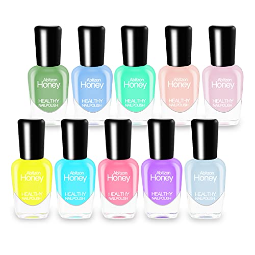 Abitzon Nail Polish Set (10 Bottles) - Water-Based Quick Dry