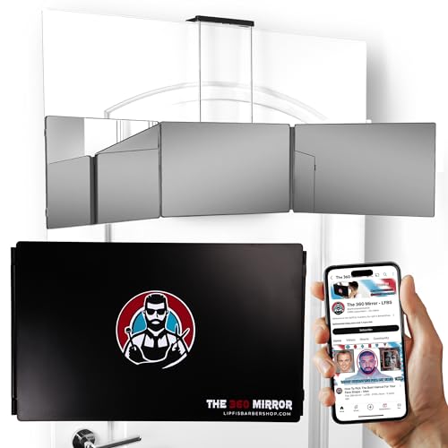 The 360 Mirror - 3 Way Mirror for Self Hair Cutting - Adjustable Trifold Barber Miror to Cut Your Own Hair - Tri Fold Self Haircut System for Men and Women Braiding - Three Sided Miror for Haircuts