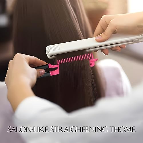 Hair Straightening Set - 2-Pack Flat Iron Comb for Tangle-Free Styling, Pink