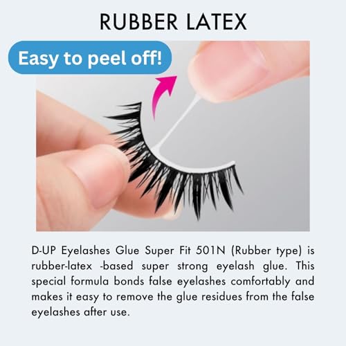 D-UP Clear Eyelash Glue for False Lashes, Flexible Elastic Adhesive, Transparent Finish with Comfortable Hold from Japan, 501