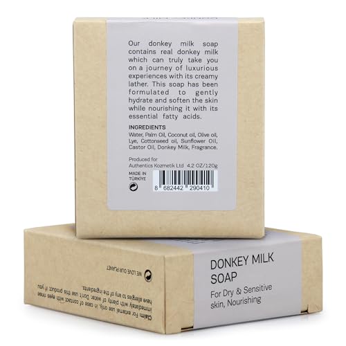 AUTHENTIC BATH & SOAP - Donkey Milk Soap Bar - Cold Processed, Natural, Anti-Aging & Nourishing for All Skin types, Men & Women, Cruelty Free, Face & Body Wash. (Pack of 2) 4.2 Oz Each