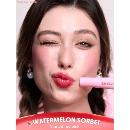 SHEGLAM Crystal Glaze Moisturizing Lip Gloss Hydrating Jelly Long Lasting Waterproof Plumping Lip Gloss-Watermelon Sorbet