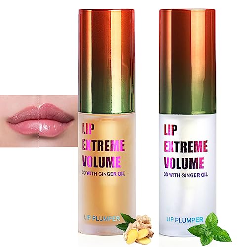 Lip Plumper Set with Ginger & Mint - Volumizing Lip Gloss