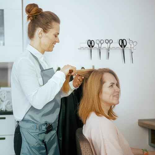 12 Slot Acrylic Wall Mounted Shear Holder Clear Scissors Holder Rack 15.75" Wide 0.12" Thick Shear Organizer with Hanging Screws for Dog Grooming Salon Hairdresser Barber storage