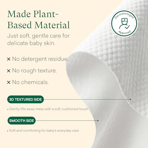 PurComfy Plant-Based Baby Dry Wipes, 4 Pack (240 Count)