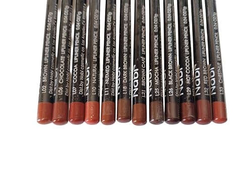 12-Piece Lip Liner Pencil Set - Brown Tones