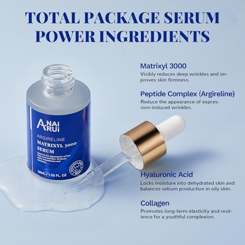 ANAI RUI 10% Argireline Serum+ Matrixyl 3000 Pure Hyaluronic Acid For Face Deep Wrinkle Reducer,Anti-Aging, Collagen Boosting, Peptides Serum for Face1.05 Fl.oz