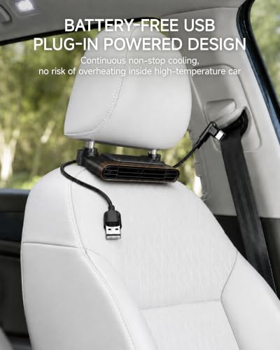 Car Seat Fan USB Powered Headrest Cooling Dual Turbo 3-Speed