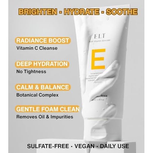 ELT Multi Vitamin Skincare Vita Youth Vitamin C Cleansing Foam, 6.08 fl oz - Brightening & Pore-Refreshing Cleanser for Glowing, Youthful-Looking Skin