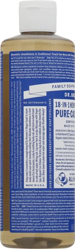 Dr. Bronner's - Pure-Castile Liquid Soap (Peppermint, 16 ounce) - Made with Organic Oils, 18-in-1 Uses: Face, Body, Hair, Laundry, Pets and Dishes, Concentrated, Vegan, Non-GMO