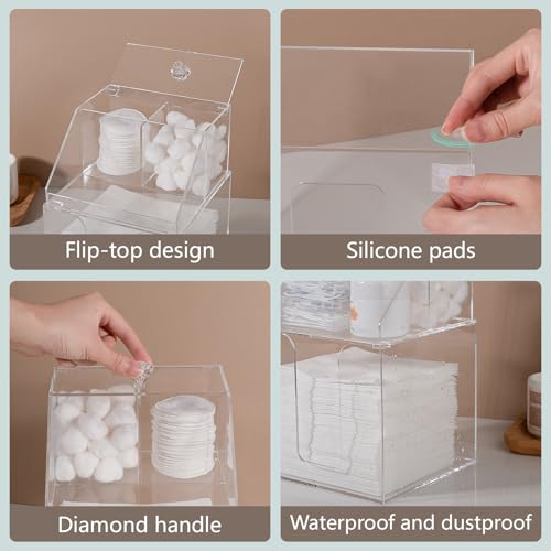 Anyoifax Disposable Facial Towels Storage Compatible with Clean Skin Club Clean Towel XL Double Layer Acrylic Box Cotton Pads Container Qtip Bin Face Towelettes Holder for Bathroom Counter, Clear
