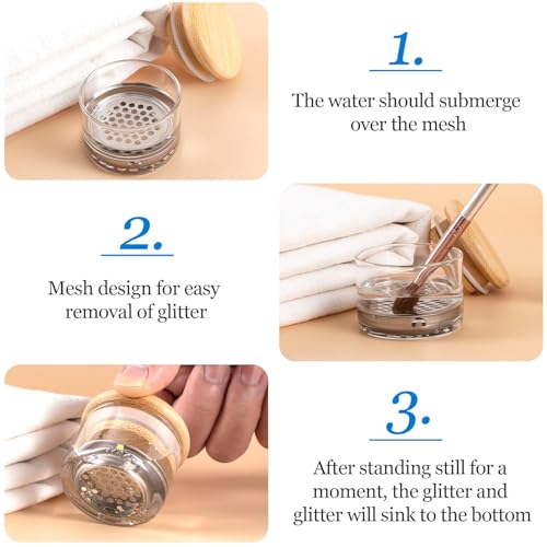 BRAVIKERLY Nail Art Cleaning Cup with Stainless Steel Filter