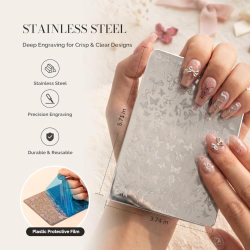 Large Nail Stamping Plates Set for Nail Art - Reusable Stainless Steel Design Kit
