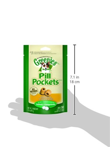 Greenies Pill Pockets for Dogs Tablet Size Natural Soft Dog Treats, Chicken Flavor, 3.2 oz. Pack (30 Treats)