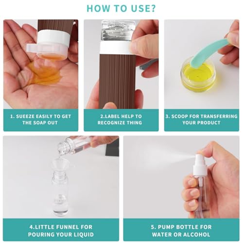 NuvaConx 18-Pack Travel Bottles Set - TSA Approved Silicone Containers