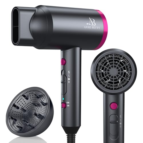 ANNE BETTY 1800W Ionic Hair Dryer with Diffuser & Nozzle