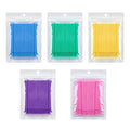 500 Pcs Micro Applicator Brush Set - 5 Colors Bendable Disposable Eyelash & Makeup Wands