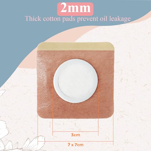 40pcs Castor Oil Patches, Urknall Castor Oil Pack Wrap Organic Cotton Belly Button Patches for Caster Oil Self-Adhesive Pads Belly Patch Anti Leakage Design No Wash & Portable