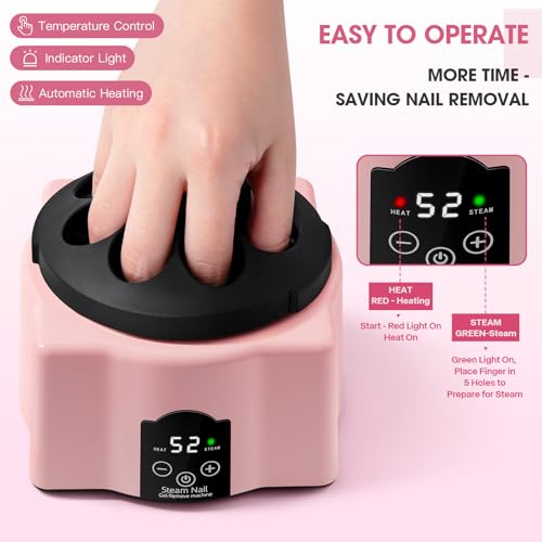 Automatic Upgraded Gel Nail Polish Removal Electric Steam Nail Remover Machine Set, Various Nail Gel Nail Chips Without Harming Hands Nail Art Tools Nail Remover Tools Set