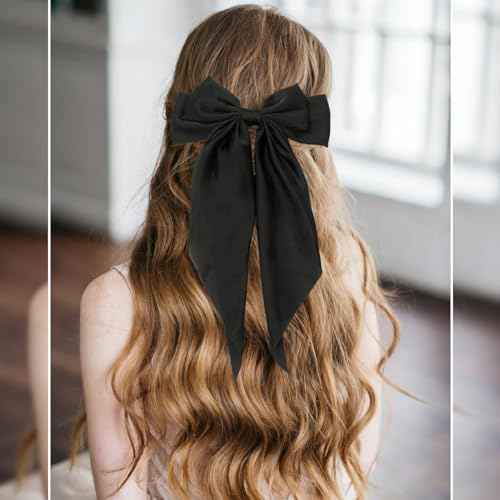 Hair Accessories - 3 Pcs Oversized Satin Hair Barrettes, Ribbon Bowknot Clips for Women