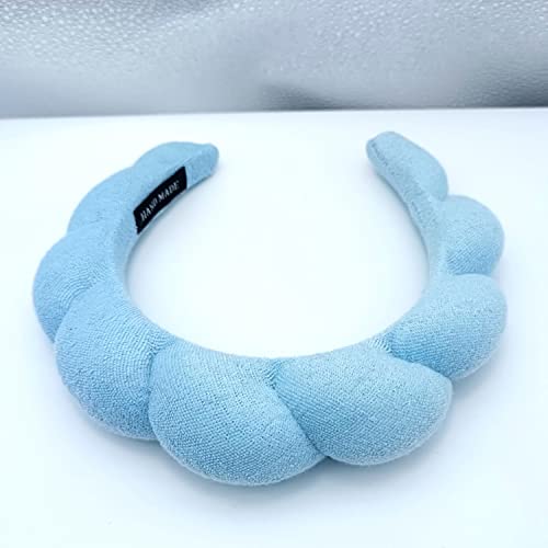 BLAISTER Skincare Headband for Women, Spa Headband, Makeup Headband for Washing Face, Soft Towel Headband for Facial Mask, Cute Hairband for Shower (Blue)