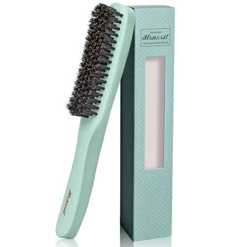 Professional Slick Back Hair Brush, Wood Middel Softness Boar Bristle Hairbrush for Thin and Fine Hair,Nature Wooden Green Color Hair Brush for Smoothing Frizz & Flyaways,Women and Men