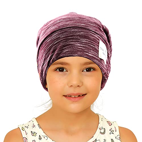 Kids Satin Lined Bonnet Silk Sleep Bonnet Slap Cap for Natural Hair Adjustable Slouchy Beanie for Kids,Child,Toddler,Teens(4-10 Years Old,Burgundy)