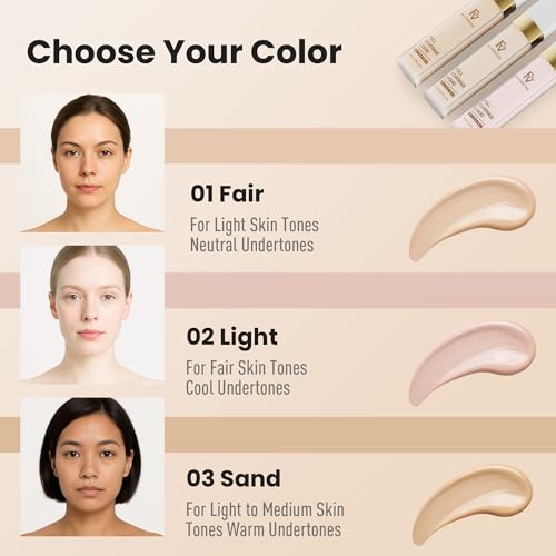 FV Liquid Matte Concealer for Dark Circles, Redness, Fine Lines and Acne, Lightweight Formula, Full Coverage, Longwear & Waterproof, Hydrating Concealer Makeup, 01 Fair