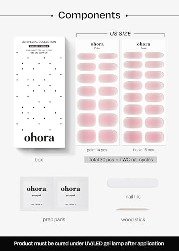 ohora Semi Cured Gel Nail Strips - Pink Jelly Gel Nails