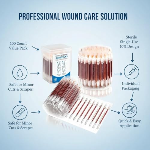 100 Count Iodine Swabs Sterile Povidone-Iodine First Aid