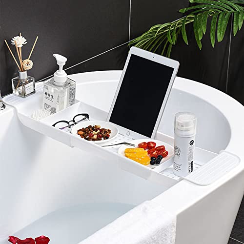 Expandable Bathtub Tray Caddy with Drain Holes & Armrests
