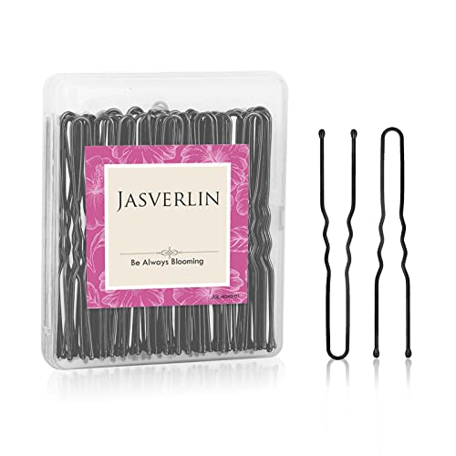JASVERLIN Black U Shaped Hair Pins - 2.4 Inch Bobby Pins for Bun & Updo Hairstyles, 100 Pack