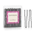 JASVERLIN Black U Shaped Hair Pins - 2.4 Inch Bobby Pins for Bun & Updo Hairstyles, 100 Pack