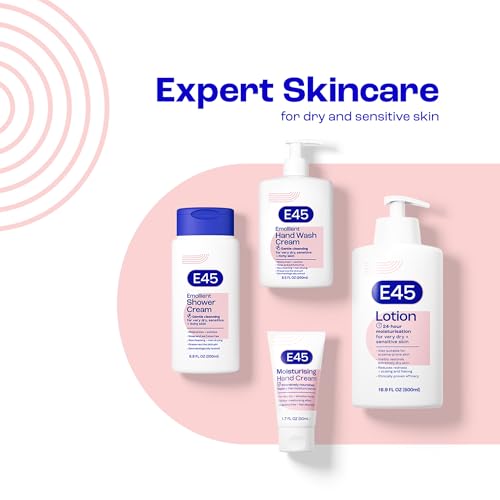 E45 Hand Wash Cream, for Dry, Itchy, Sensitive Skin, Fragrance-Free, No Soap Formula, Dermatologist Tested, for Healthier Skin, 8.5 fl oz (250ml)
