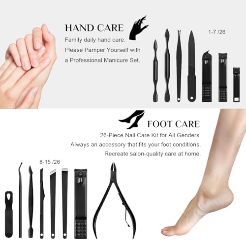 26-Piece Professional Manicure Set with Black Case