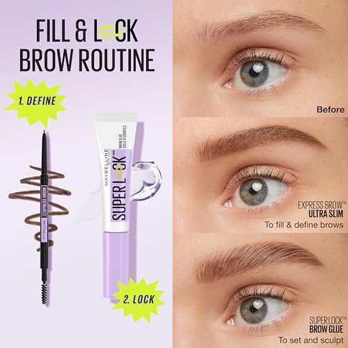 Maybelline Super Lock Brow Glue - Clear Eyebrow Gel, 24HR Hold