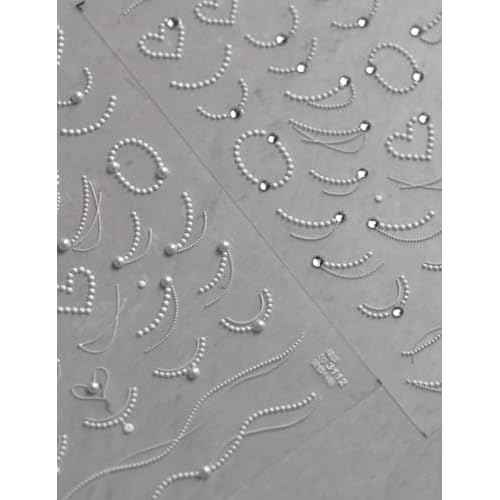 Rhinestones Pearls Nail Stickers 5D Embossed ? Premium Salon-Quality Nail Charm Accessories, Easy Application & Self-Adhesive Pearl Chains for DIY Manicure, Nail Art, Press on, Home or Salon Use