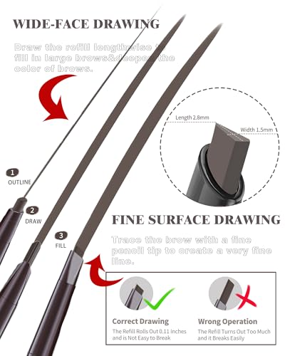 6 Pack Medium Brown Eyebrow Pencil - Waterproof Dual-Ended with Spoolie